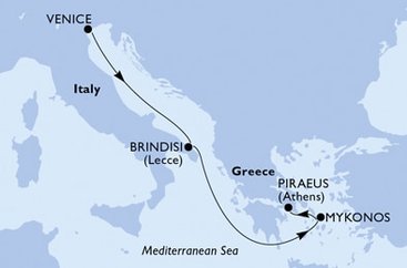 Itálie, Řecko z Benátek na lodi MSC Sinfonia