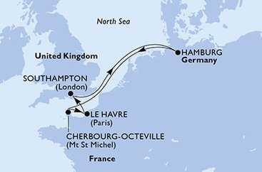 Velká Británie, Německo, Francie ze Southamptonu na lodi MSC Virtuosa
