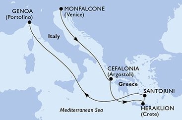 Itálie, Řecko z Monfalcone na lodi MSC Opera