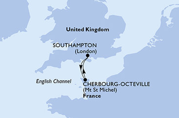 Velká Británie, Francie ze Southamptonu na lodi MSC Virtuosa