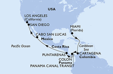 USA, Kolumbie, Panama, Kostarika, Mexiko z Miami na lodi MSC Poesia