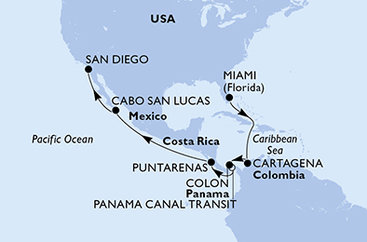 USA, Kolumbie, Panama, Kostarika, Mexiko z Miami na lodi MSC Poesia