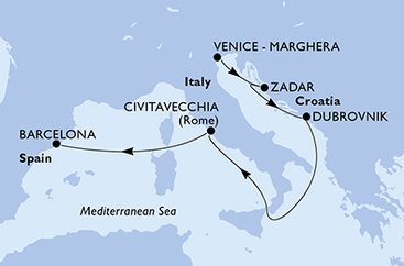 Itálie, Chorvatsko, Španělsko na lodi MSC Armonia