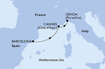 Španělsko, Francie, Itálie z Barcelony na lodi MSC Grandiosa