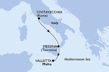 Itálie, Malta z Civitavecchia na lodi MSC World Asia