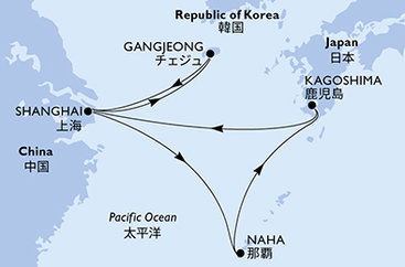 Čína, Jižní Korea, Japonsko ze Šanghaje na lodi MSC Bellissima