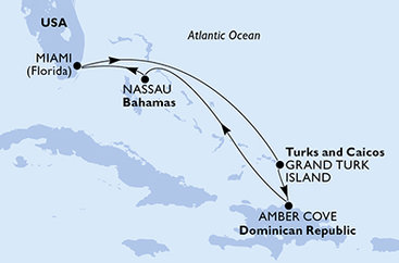 USA, Zámořské území Velké Británie, , Bahamy z Miami na lodi MSC Divina