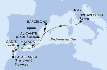 Španělsko, Maroko, Itálie z Barcelony na lodi MSC Magnifica