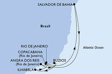 Brazílie z Rio de Janeira na lodi MSC Armonia