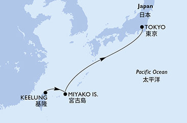 Tchaj-wan, Japonsko z Keelungu (Taipeje) na lodi MSC Bellissima