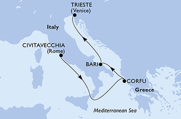 Itálie, Řecko z Civitavecchia na lodi MSC Splendida
