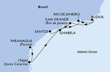 Brazílie na lodi MSC Lirica