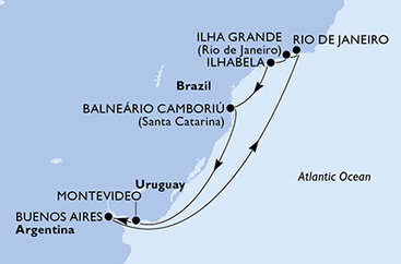 Argentina, Brazílie, Uruguay z Buenos Aires na lodi MSC Splendida Argentina, Brazílie, Uruguay z Buenos Aires na lodi MSC Splendida