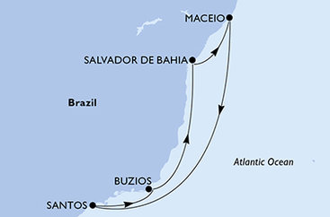 Brazílie ze Santosu na lodi MSC Virtuosa