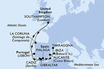 Velká Británie, Španělsko, Portugalsko ze Southamptonu na lodi MSC Virtuosa Velká Británie, Španělsko, Portugalsko ze Southamptonu na lodi MSC Virtuosa