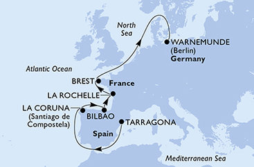 Španělsko, Francie, Německo z Tarragony na lodi MSC Magnifica
