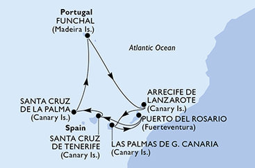 Španělsko, Portugalsko z Tenerife na lodi MSC Fantasia