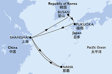 Čína, Jižní Korea, Japonsko ze Šanghaje na lodi MSC Bellissima