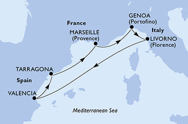 Španělsko, Francie, Itálie z Valencie na lodi MSC Sinfonia