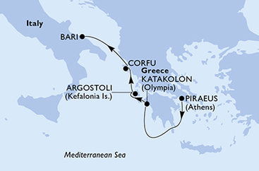 Řecko, Itálie z Pirea na lodi MSC Sinfonia