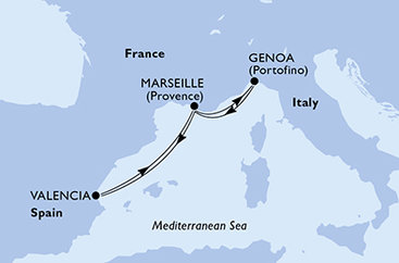 Španělsko, Francie, Itálie z Valencie na lodi MSC Musica