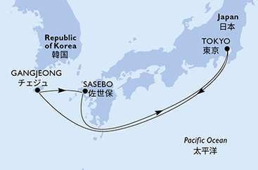 Japonsko, Jižní Korea z Tokia na lodi MSC Bellissima