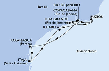 Brazílie na lodi MSC Lirica