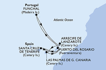 Španělsko, Portugalsko z Las Palmas na lodi MSC Fantasia