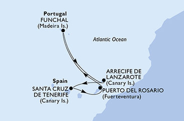 Španělsko, Portugalsko z Lanzarote na lodi MSC Fantasia