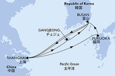 Čína, Jižní Korea, Japonsko ze Šanghaje na lodi MSC Bellissima