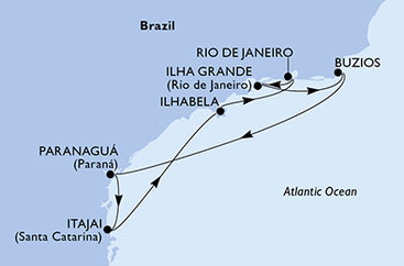 Brazílie na lodi MSC Musica