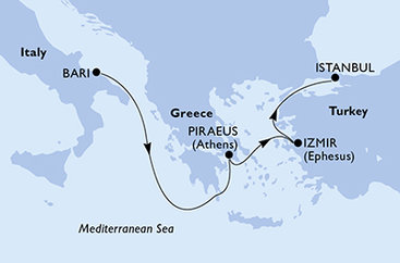Itálie, Řecko, Turecko z Bari na lodi MSC Lirica