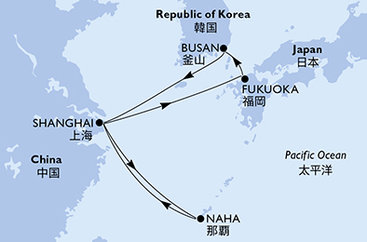 Čína, Japonsko, Jižní Korea ze Šanghaje na lodi MSC Bellissima