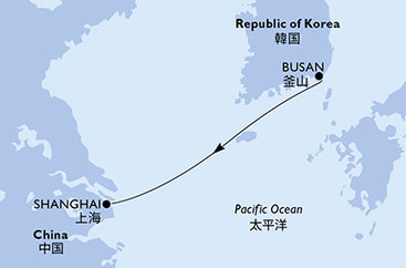 Jižní Korea, Čína na lodi MSC Bellissima