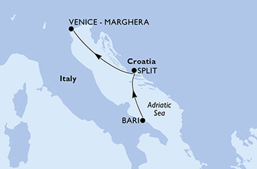 Itálie, Chorvatsko z Bari na lodi MSC Lirica