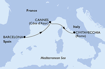 Španělsko, Francie, Itálie z Barcelony na lodi MSC Divina