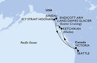 USA, , Kanada ze Seattlu na lodi MSC Poesia