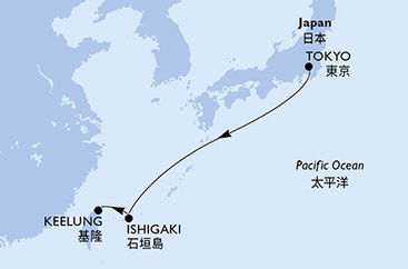 Japonsko, Tchaj-wan z Tokia na lodi MSC Bellissima