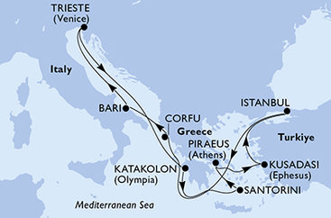 Řecko, Turecko, Itálie z Pirea na lodi MSC Fantasia