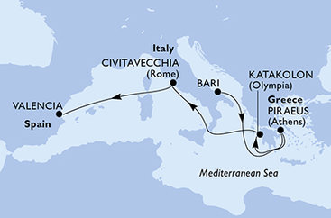 Itálie, Řecko, Španělsko z Bari na lodi MSC Sinfonia