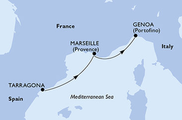 Španělsko, Francie, Itálie z Tarragony na lodi MSC Seaview