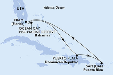USA, Dominikánská republika, Bahamy z Miami na lodi MSC World America