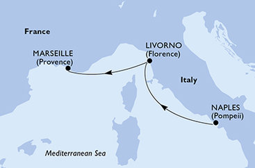 Itálie, Francie z Neapole na lodi MSC Meraviglia