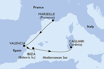 Francie, Španělsko, Itálie z Marseille na lodi MSC Musica
