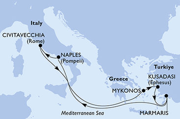 Turecko, Itálie, Řecko z Marmarisu na lodi MSC Divina