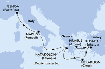 Řecko, Turecko, Itálie z Pirea na lodi MSC Seaview