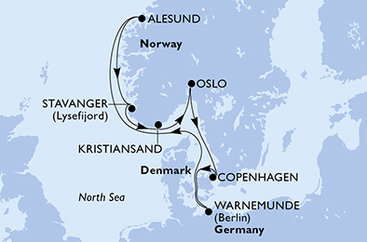 Německo, Norsko, Dánsko z Warnemünde na lodi MSC Splendida