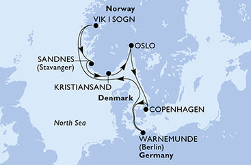 Německo, Norsko, Dánsko z Warnemünde na lodi MSC Splendida