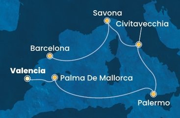 Španělsko, Itálie z Valencie na lodi Costa Pacifica