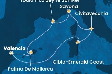 Španělsko, Itálie, Francie z Valencie na lodi Costa Pacifica